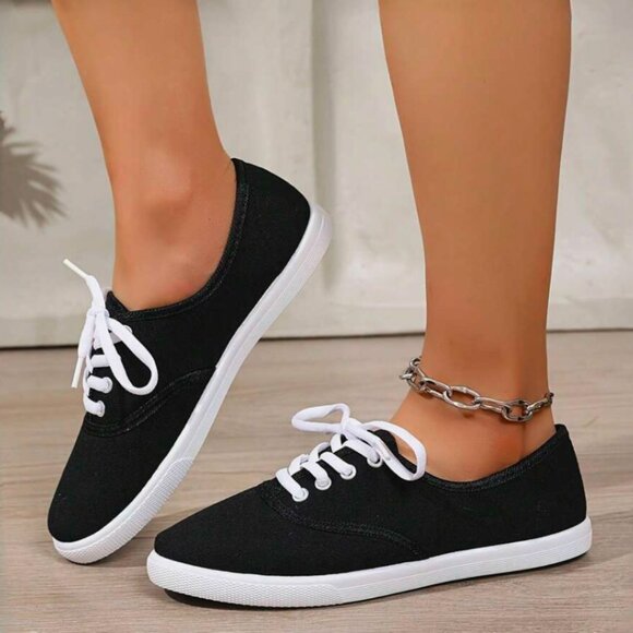 Women's Canvas Lace-Up Shoes -Josiny - Picture 2 of 3